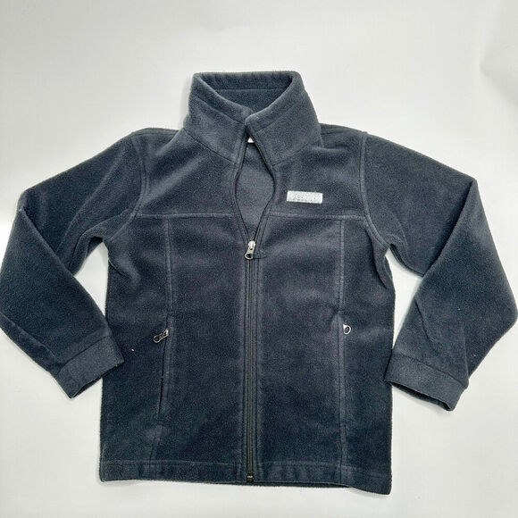 Columbia Youth Size Small Black Jacket Fleece Full Zip Hiking Coat Pockets - Picture 1 of 14